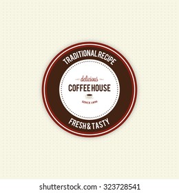 Isolated coffee label with text on a white background
