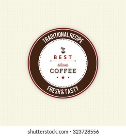 Isolated coffee label with text on a white background