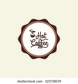 Isolated coffee label with text on a white background