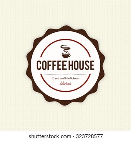 Isolated coffee label with text on a white background