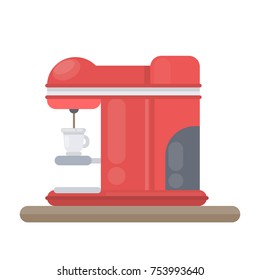 Isolated coffee machine with mug on wite background.