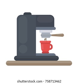 Isolated coffee machine with mug on white background.