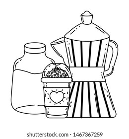 Isolated coffee maker and mug vector design