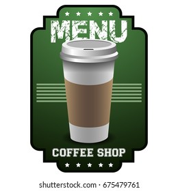 Isolated coffee menu label on a white background. Vector illustration