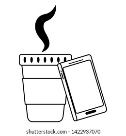 Isolated coffee mug and smartphone design