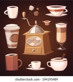 Isolated coffee objects. Vector image