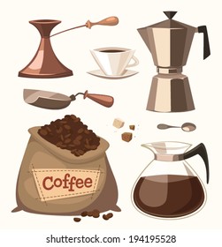 Isolated coffee objects Vector image