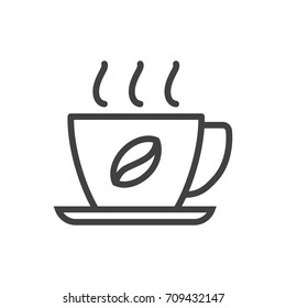 Isolated Coffee Outline Symbol On Clean Background. Vector Hot Drink Element In Trendy Style.