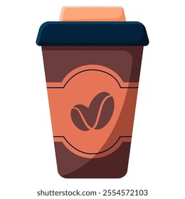 Isolated coffee paper cup in flat style. Coffee icon. Vector illustration