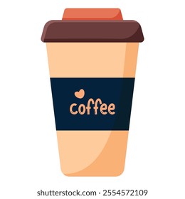 Isolated coffee paper cup in flat style. Coffee icon. Vector illustration