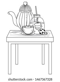 Isolated coffee pot and cup vector design