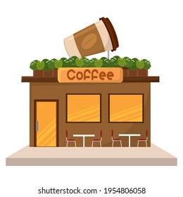 Isolated coffee shop building. Building icon - Vector