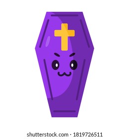 Isolated coffin cartoon kawaii. Halloween icon - Vector