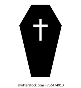 Isolated coffin with a cross on a white background, vector illustration