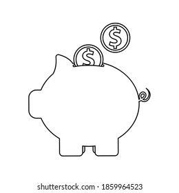 Isolated coin saving draw in white background financial icon- Vector