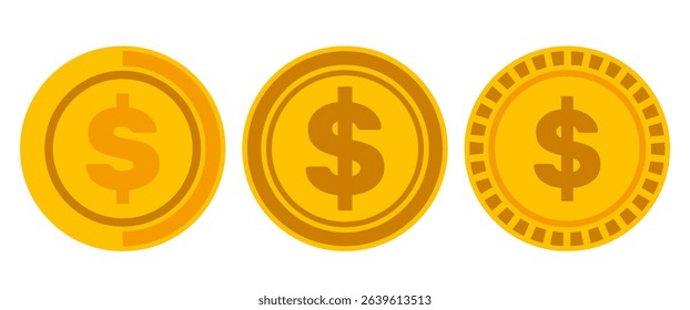 Isolated Coin vector design in flat style, Financial graphic elements illustration on Transparent background, Editable