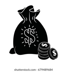 isolated coins bag