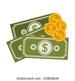 Isolated coins and bills design