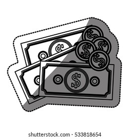 Isolated coins and bills design