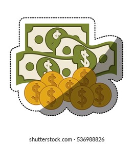Isolated coins and bills design