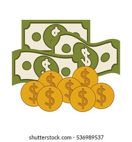Isolated coins and bills design