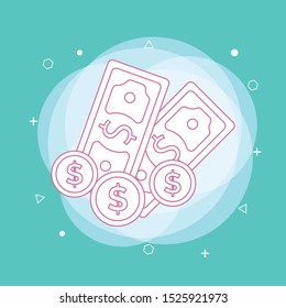 Isolated coins and bills design. Concept of line icon