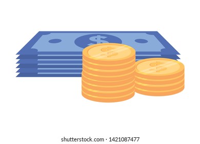 Isolated Coins and bills design vector illustration