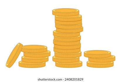 Ilustración de vectores de monedas aisladas. Monta columnas.