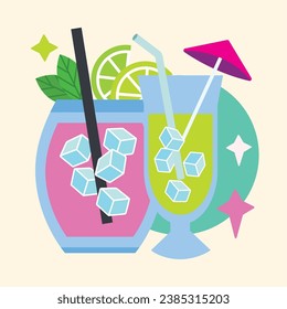 Isolated cokctail glass icon Beverage Vector