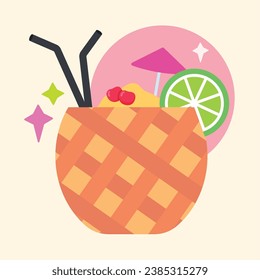 Isolated cokctail icon Pina Colada Beverage Vector