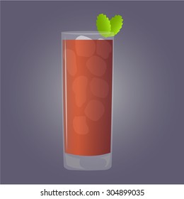 Isolated cold cocktail on a colored background. Vector illustration