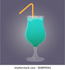 Isolated cold cocktail on a colored background. Vector illustration
