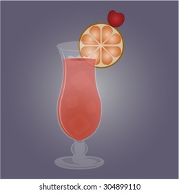 Isolated cold cocktail on a colored background. Vector illustration