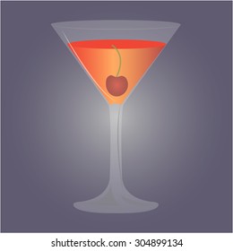 Isolated cold cocktail on a colored background. Vector illustration