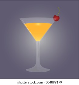 Isolated cold cocktail on a colored background. Vector illustration