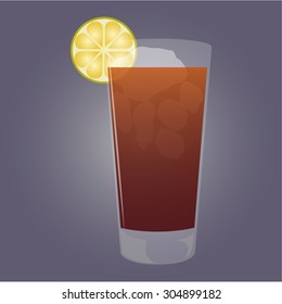 Isolated cold cocktail on a colored background. Vector illustration
