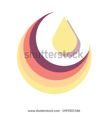 Isolated cold colored start buttom icon. Gradient design with a teardrop in the middle repseresenting the power on and off of a devise. 