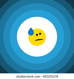Isolated Cold Sweat Flat Icon. Tears Vector Element Can Be Used For Tears, Sad, Emoji Design Concept.