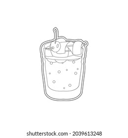 Isolated cold tropical cocktail with orange skin and a cherry Vector