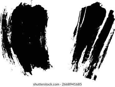 Isolated collection of abstract black paint splashes and brush stroke white background. Collection of black paint. Spray paint elements, brush stroke, black splashes set.	