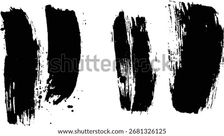 Isolated collection of abstract black paint splashes and brush stroke white background. Collection of black paint. Spray paint elements, brush stroke, black splashes set.	
