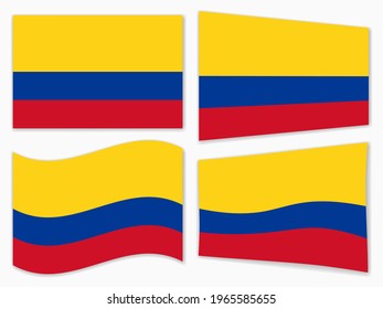 isolated the Colombia flag set waving by the wind shapes, element for icon, label, banner, button etc. vector design.
