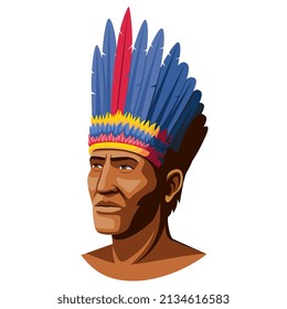 Isolated Colombian Indigenous Man Colombian Culture Vector Illustration