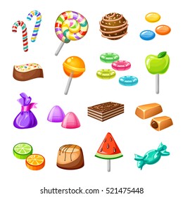 Isolated color candy icon set with sweets baking candy lollipops on white background vector illustration