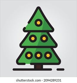Isolated Color Outline Christmas Tree Scalable Vector Graphic