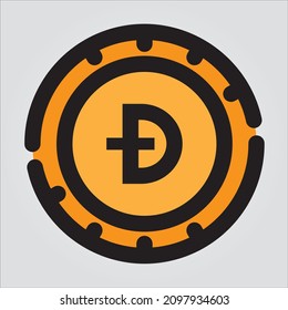 Esbozo de color aislado Gráfica vectorial escalable Dogecoin