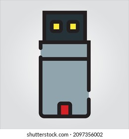 Isolated Color Outline Flash Disk Scalable Vector Graphic