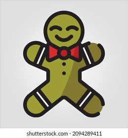 Isolated Color Outline Gingerbread Scalable Vector Graphic