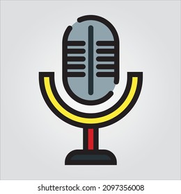 Isolated Color Outline Microphone Scalable Vector Graphic