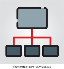 Isolated Color Outline Networking Scalable Vector Graphic